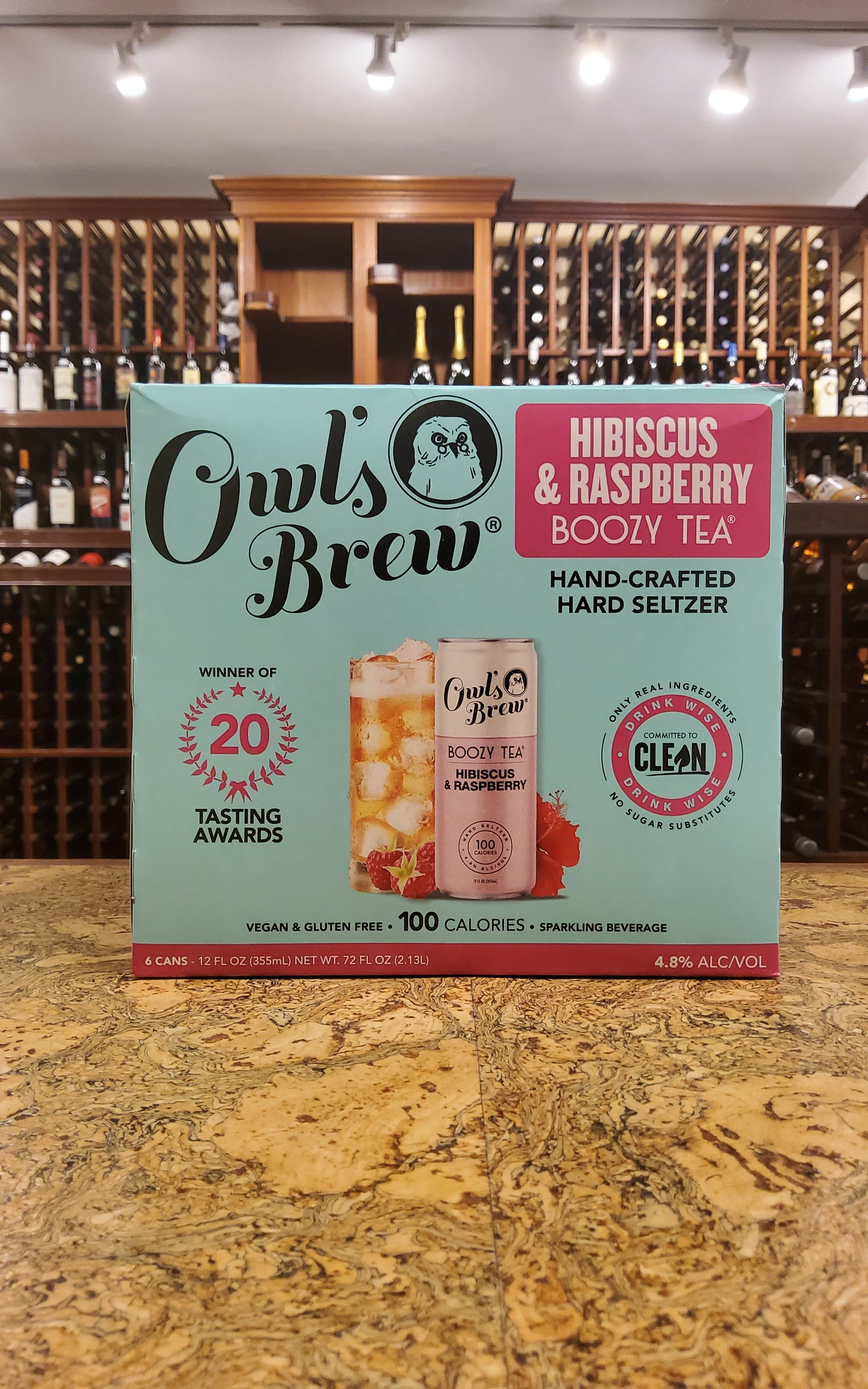 Owls Brew Hibiscus & Raspberry Boozy Tea 6pk